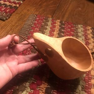 Set of 2 Carved Wooden Cups